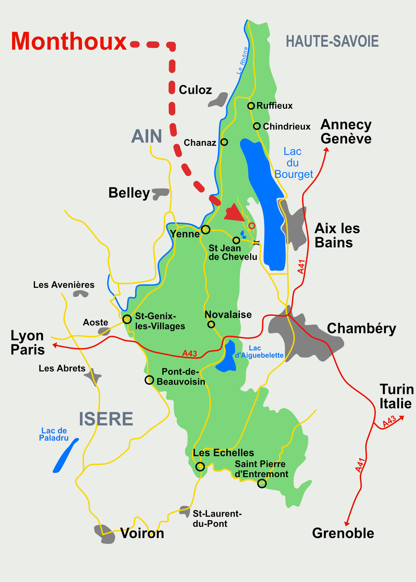 Carte accès Vins de Savoie Monthoux