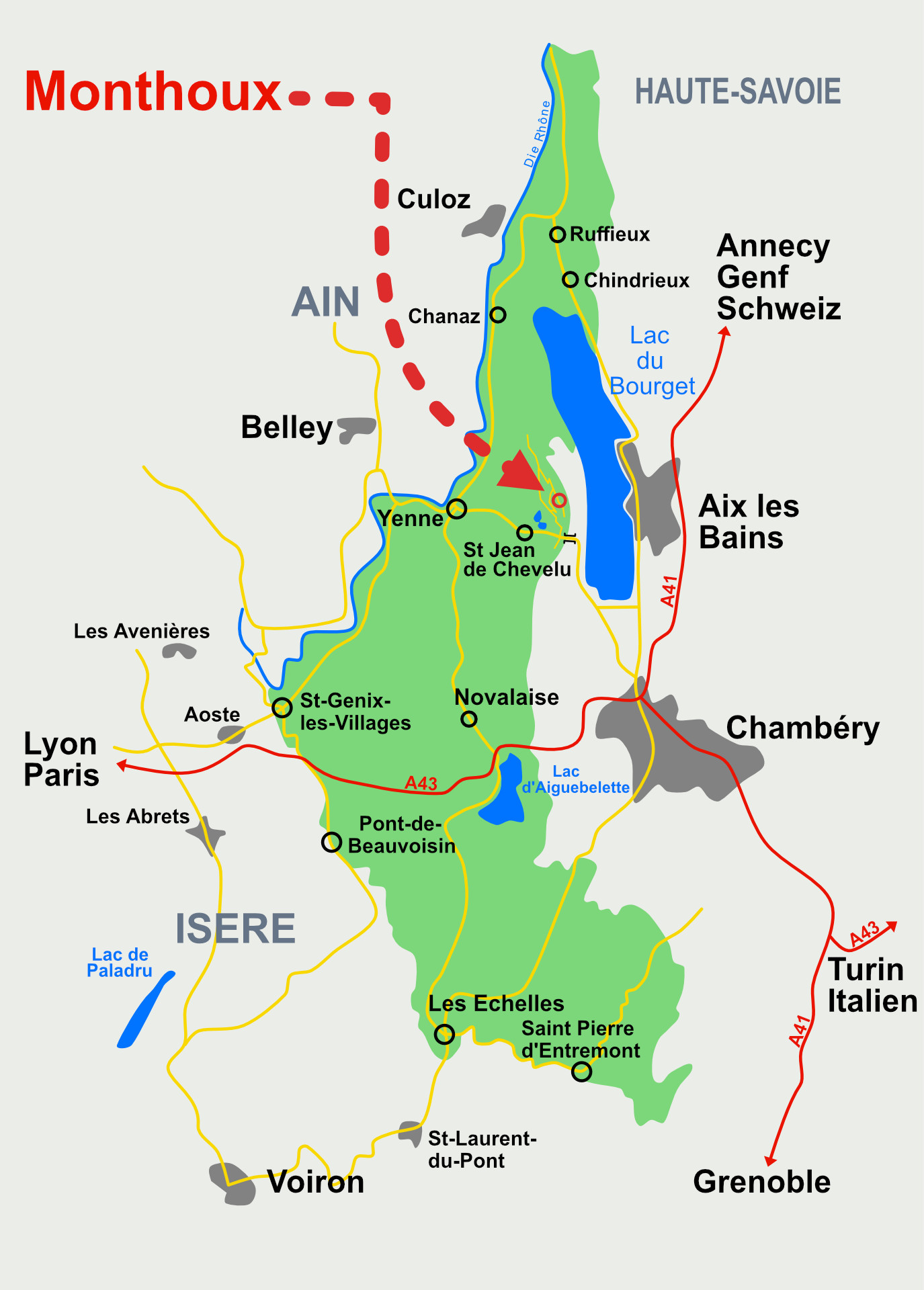 Anfahrt Vins de Savoie Monthoux